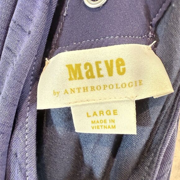 Maeve Anthropologie Dress Maxi Purple Lace Up Racerback Boho Soft Knit L - Picture 6 of 9